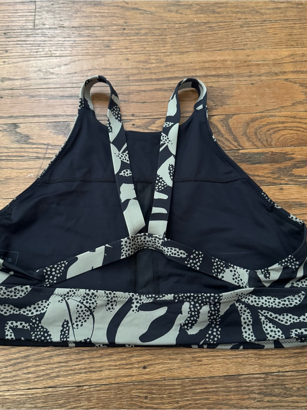 prAna Marine Street Swimsuit Bikini Top in SEASIDE Black Green/Khaki L EUC - Picture 2 of 3